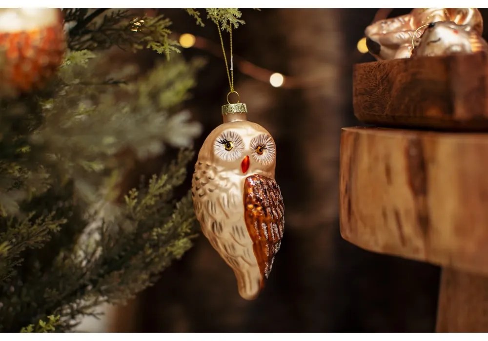 Szklana ozdoba świąteczna wykonana ręcznie 13 cm Owl – Sass &amp; Belle