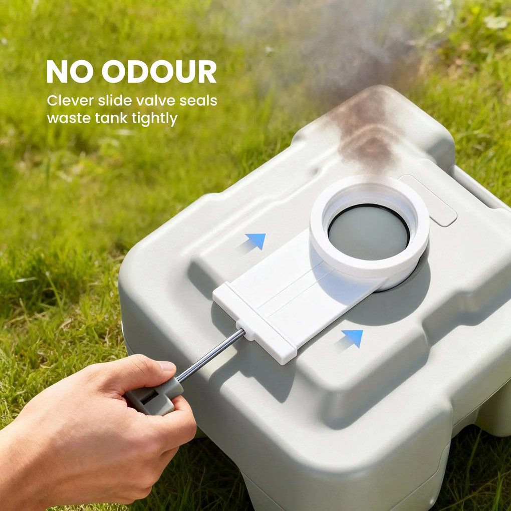 HOMCOM Przenośna toaleta kempingowa, maks. obciążenie 147 kg, 20L, do kempingu, wędrówek, podróży, wędkowania, 41,5 x 36,5 x 42 cm, szara | Aosom PL