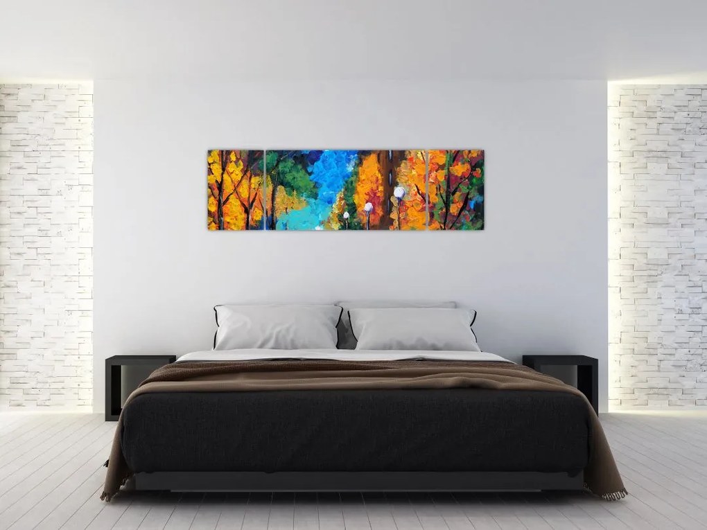 Obraz - Kochankowie, Pointillismus (170x50 cm)