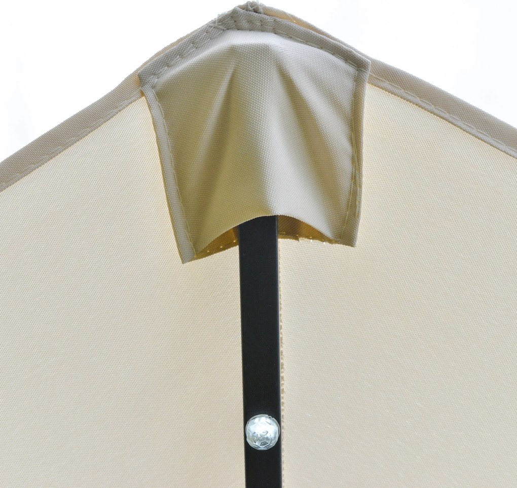 Outsunny Podwójny Parasol Ogrodowy Targowy Owalny Kremowy Biały z Korbą Ręczną 440x260cm | Aosom PL