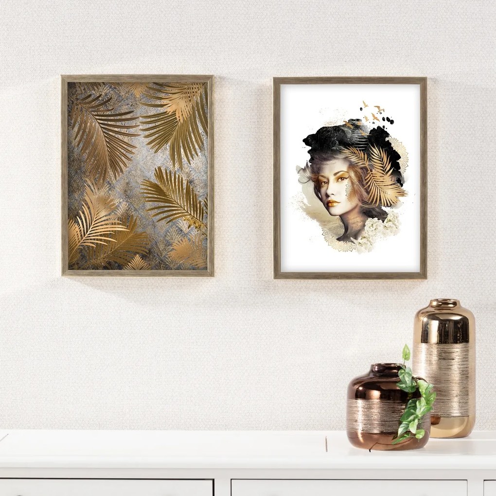 Obraz Woman 30x40cm gold