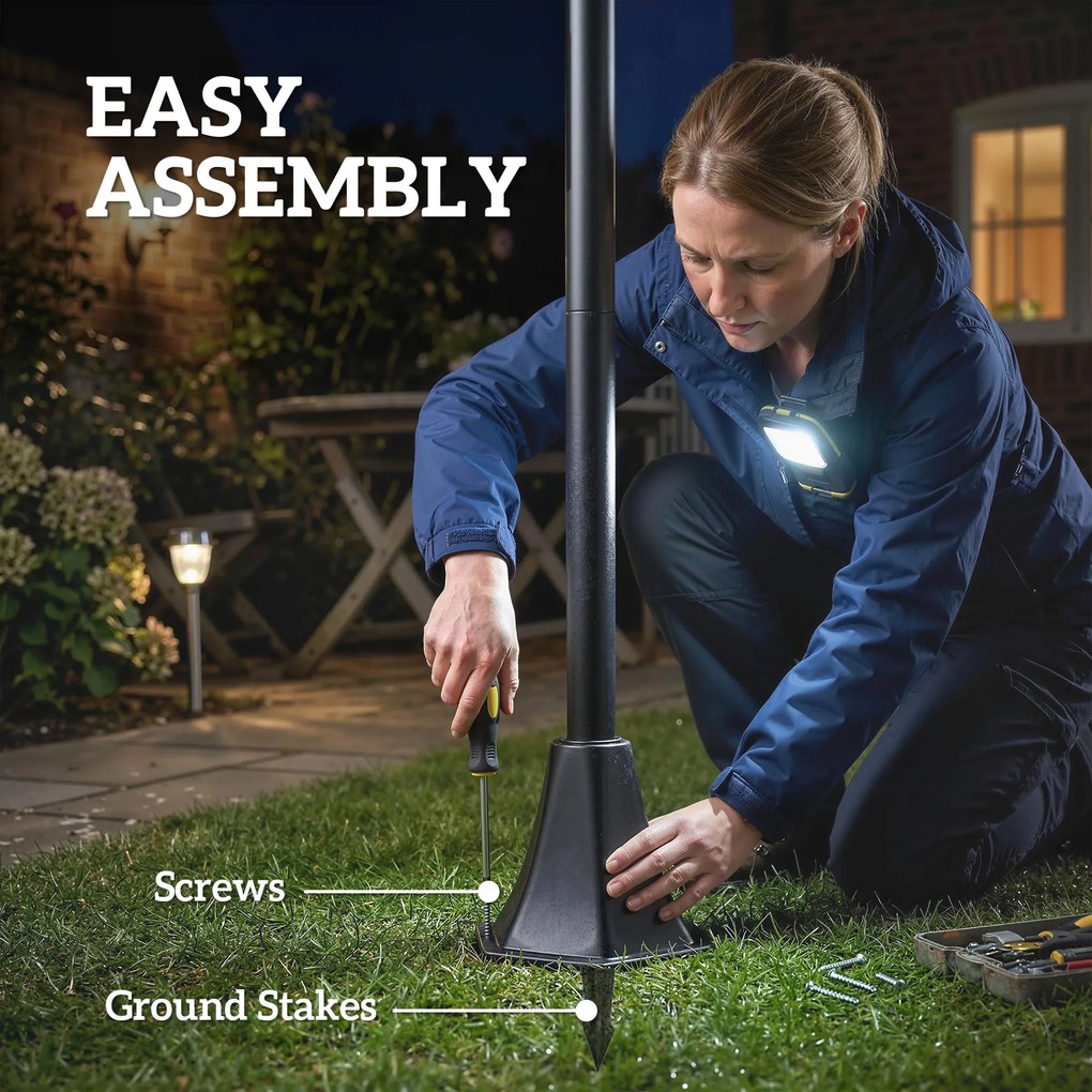 Outsunny Solarny zestaw 2 lamp stojących 180 cm z 2 trybami jasności i czujnikiem światła, IP44 | Aosom PL