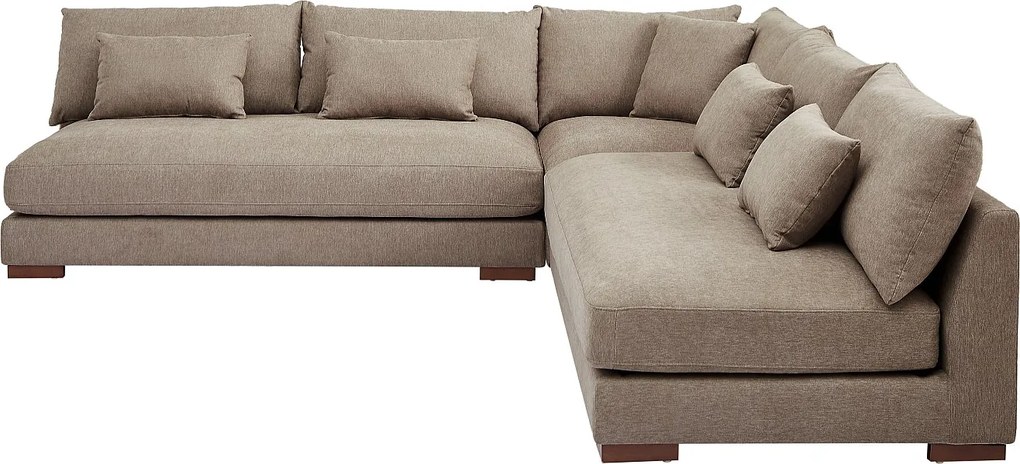 Kanapa narożna dwustronna z teksturowanej tkaniny w kolorze taupe SPERONE