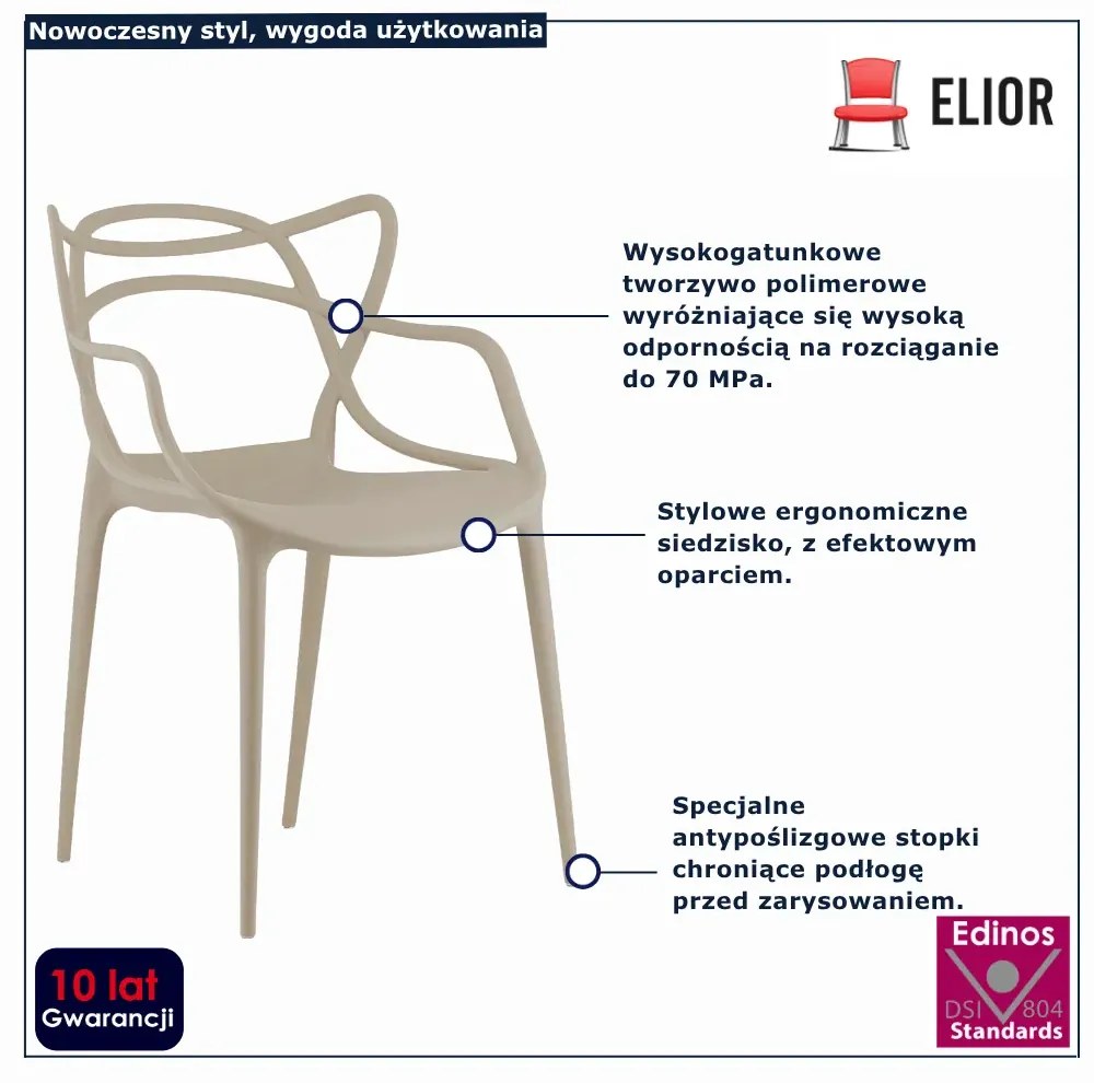 Beżowe nowoczesne krzesło do stołu - Riani 3X