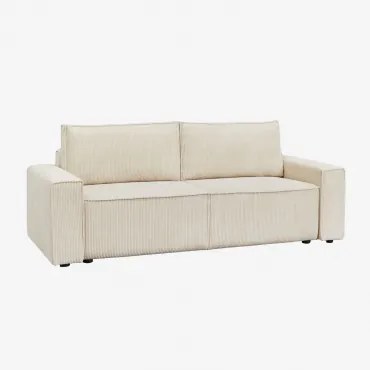 Sofa Rozkładana 3-osobowa Tapicerowana Tampere Sztruks Beż Kremowy - Sklum