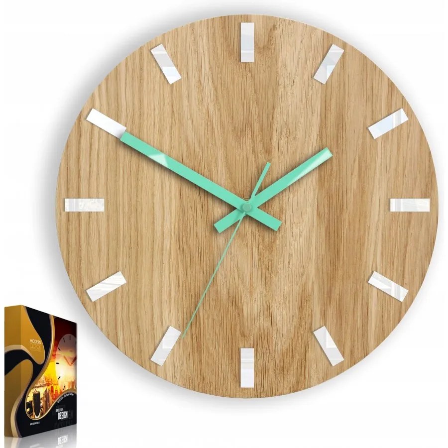 Zegar na ścianę nowoczesny drewniany z cichym mechanizmem okrągły solidny