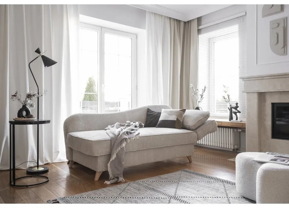 Beżowy sztruksowy szezlong (prawostronny) Chic Charlotte – Miuform