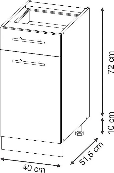 Szafka dolna do kuchni jasnoniebiesko-szary 40x51.6x82 fame-line