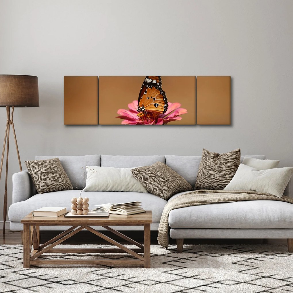 Obraz motyla na kwiatku (170x50 cm)