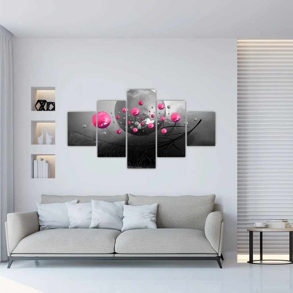 Obraz różowych abstrakcyjnych kul (125x70 cm)