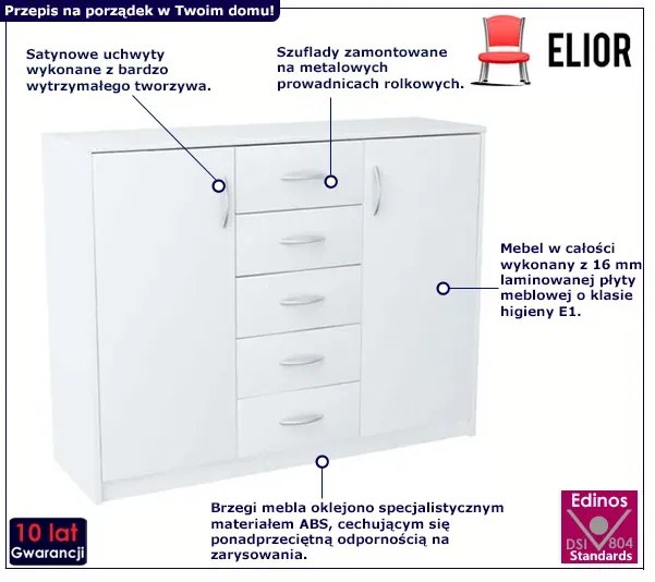 Biała komoda z półkami i szufladami - Basmir 3X