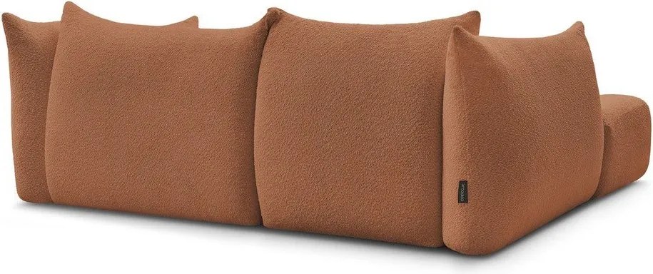 Pomarańczowy narożnik z materiału bouclé (lewostronny/z szezlongiem) Azra – Bobochic Paris