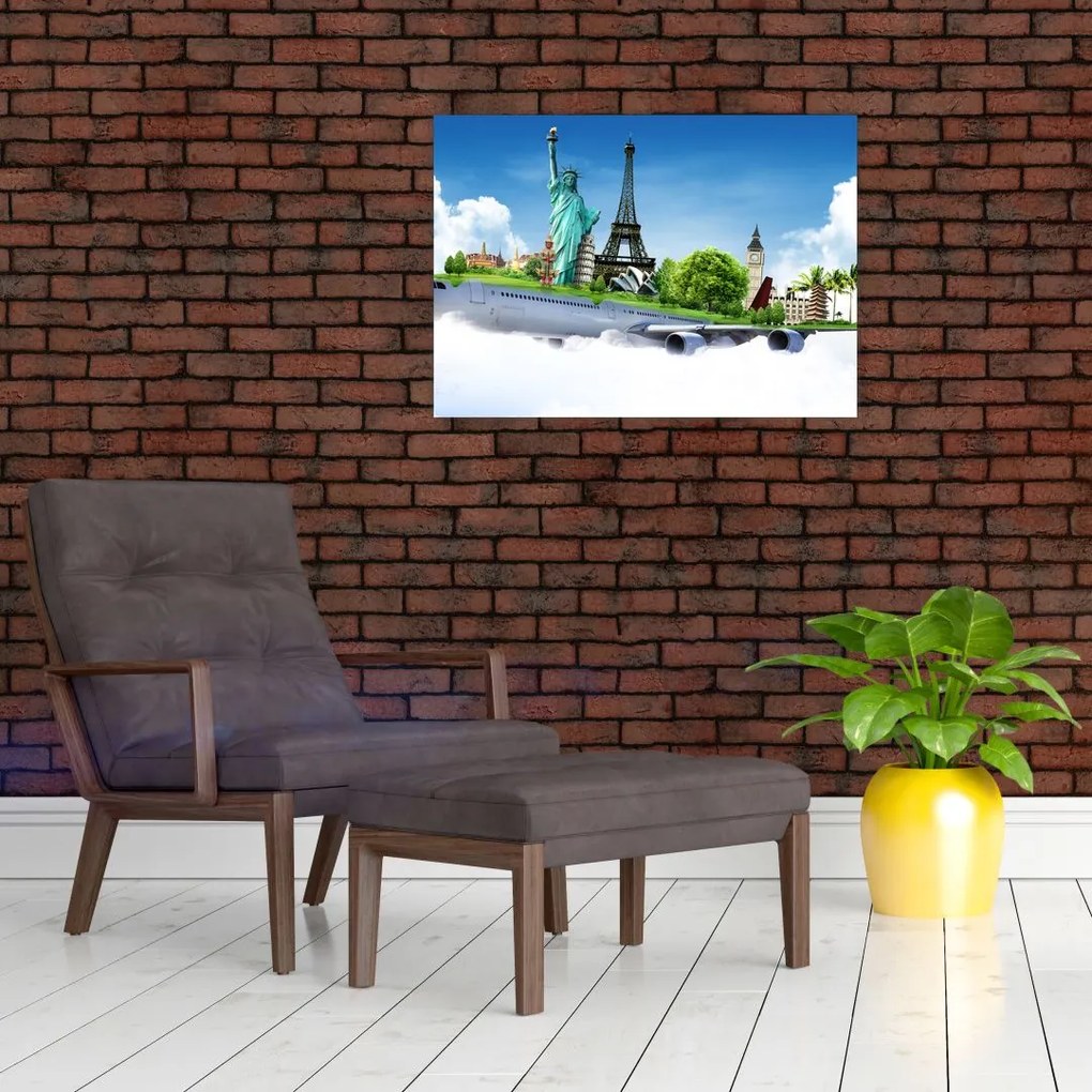 Obraz na szkle - Podróż dookoła świata (70x50 cm)