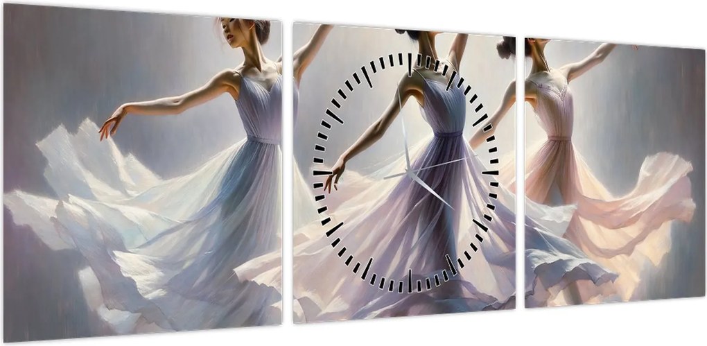 Obraz - Trzy baletki (z zegarem) (90x30 cm)