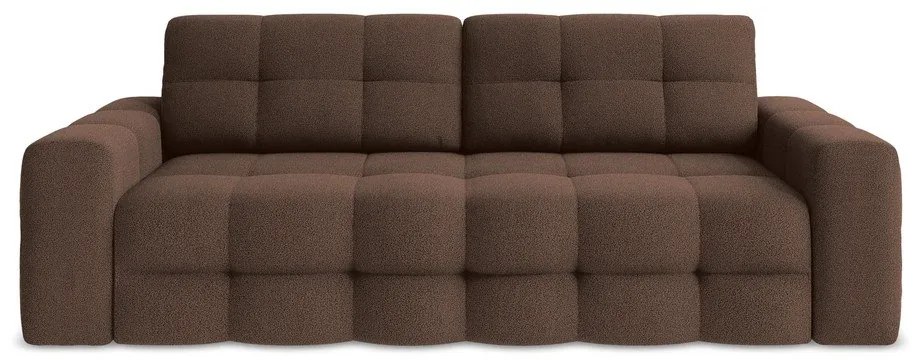 Brązowa rozkładana sofa z materiału bouclé 255 cm Milu – Makamii