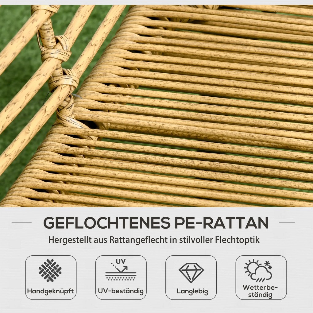 Outsunny Rattan Zestaw Mebli Ogrodowych 4-częściowy Boho Odporny na Warunki Atmosferyczne Naturalny Ciemnoszary | Aosom PL