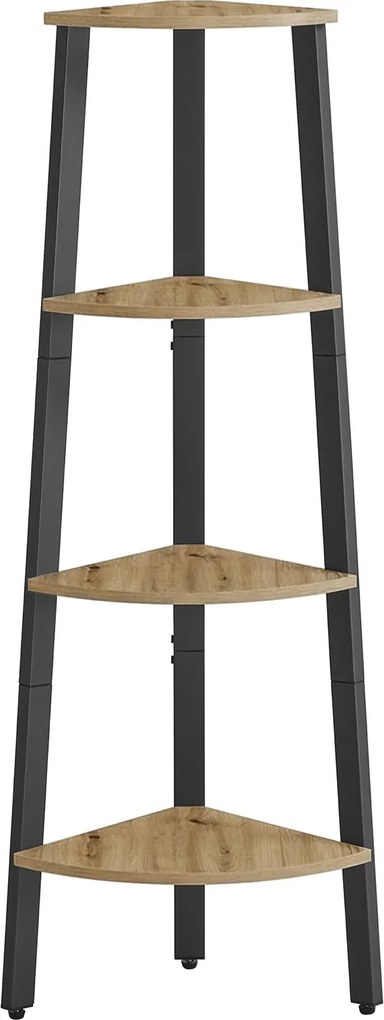 Regał narożny loftowy Faro 034, metalowy, 4 półki, dąb artisan
