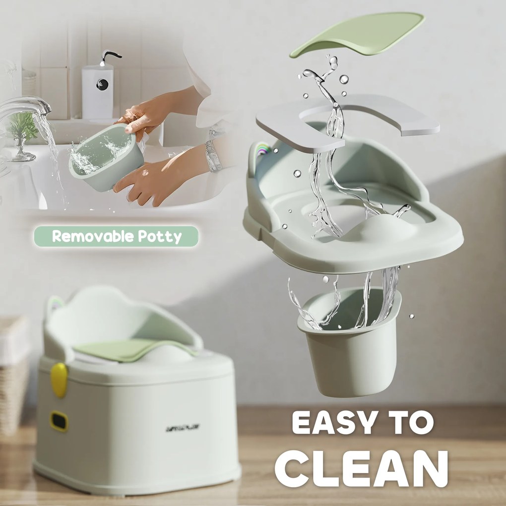 AIYAPLAY Nocnik dla dzieci 3-w-1, zdejmowany nakładka, siedzisko z ekoskóry, do 50 kg, Szary