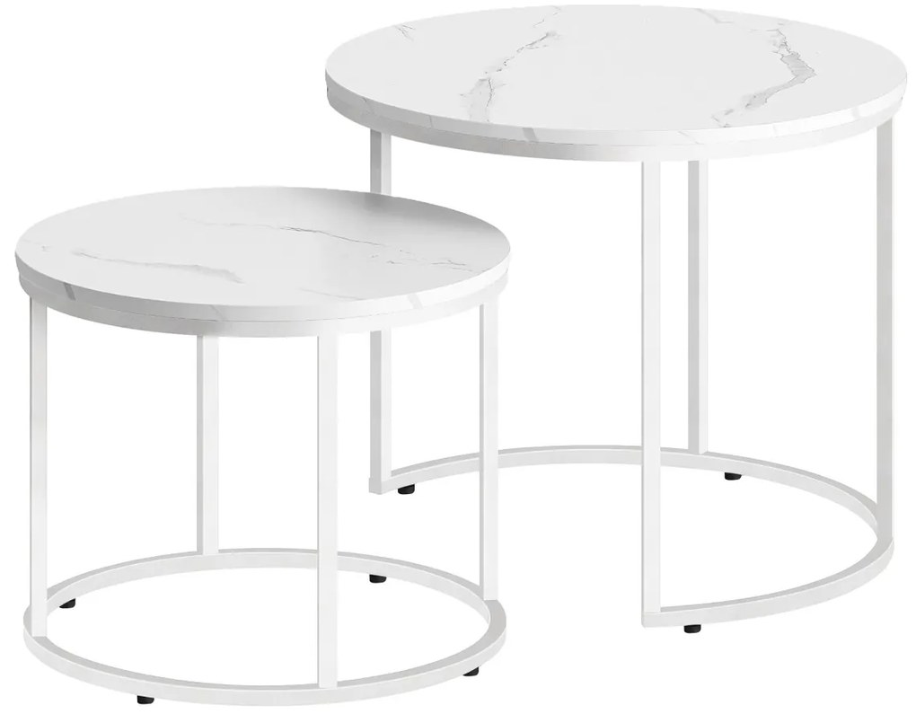 Zestaw stolików konferencyjnych MARLON 2 szt., dekor biały marmur