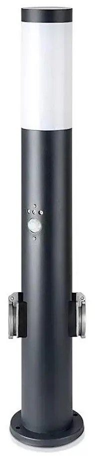 Lampa zewnętrzna z czujnikiem i 2 gniazdami 1xE27/60W/230V IP44 60cm antracyt