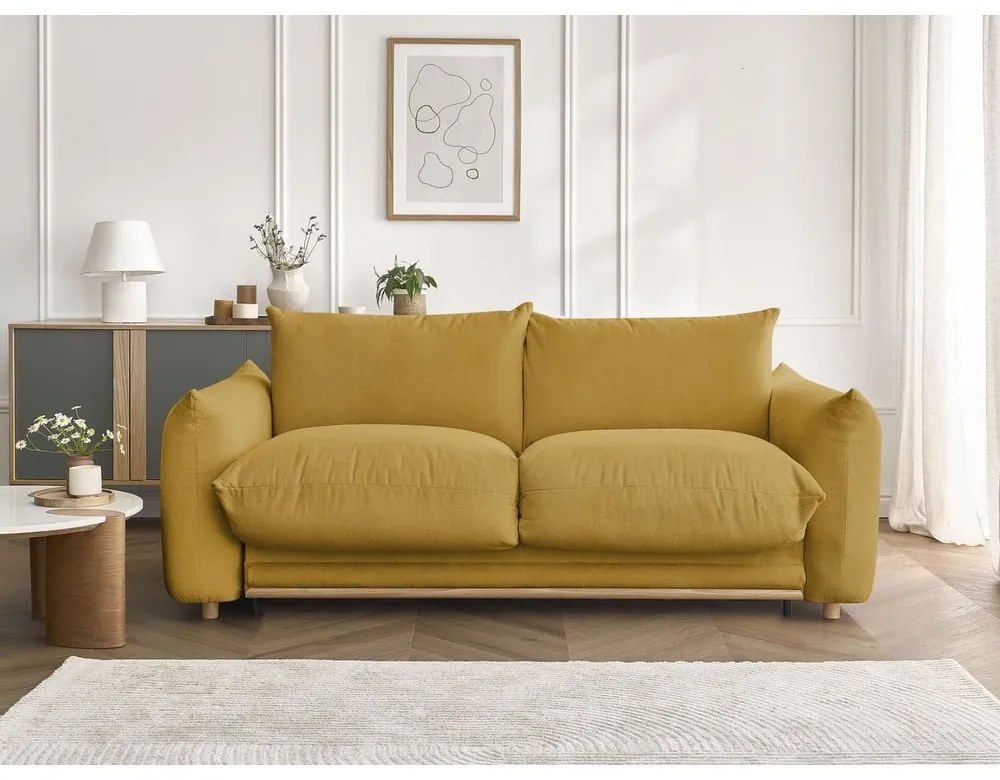 Żółta rozkładana sofa 214 cm Ernest – Bobochic Paris