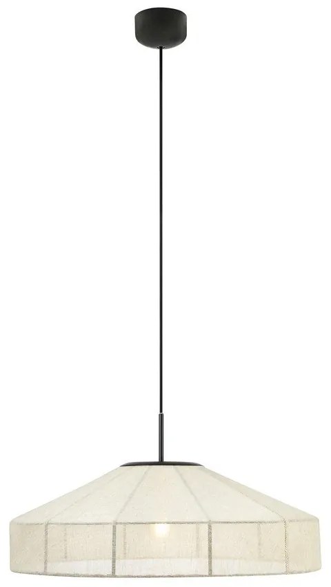Czarno-biała lampa wisząca z tekstylnym kloszem ø 57 cm Alia – Markslöjd