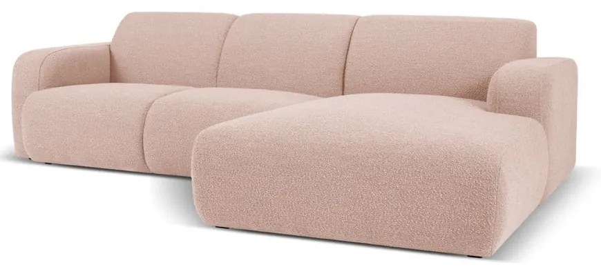 Różowy narożnik z materiału bouclé (prawostronny) Molino – Micadoni Home