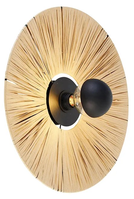 Rustykalna lampa ścienna czarna ze sznurkiem 45 cm - Leia Rustykalny / Vintage Oswietlenie wewnetrzne