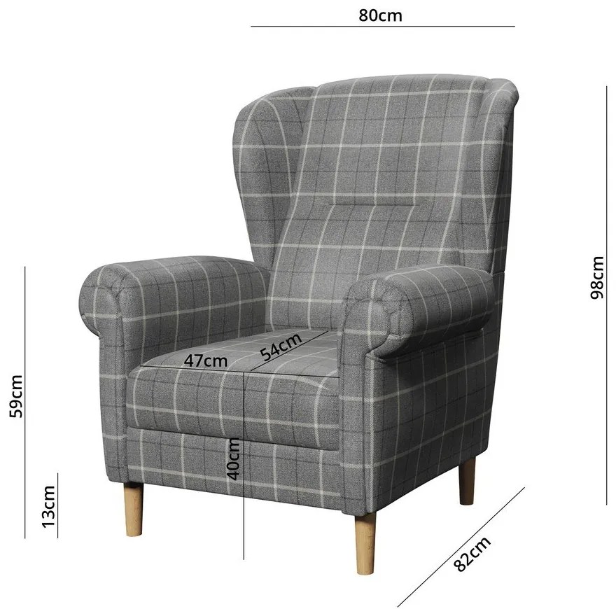 Szary fotel typu uszak Swan – Ropez