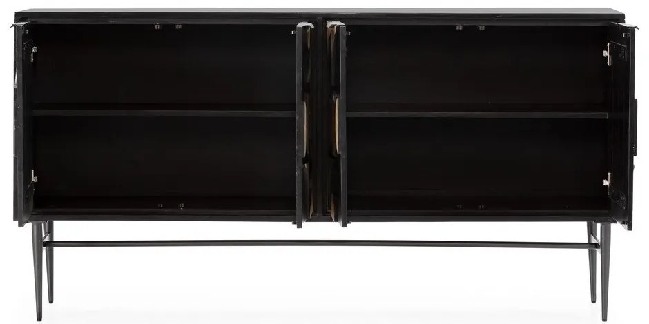 Czarna komoda z litego drewna mango 175x90x40 cm Navya – MOME