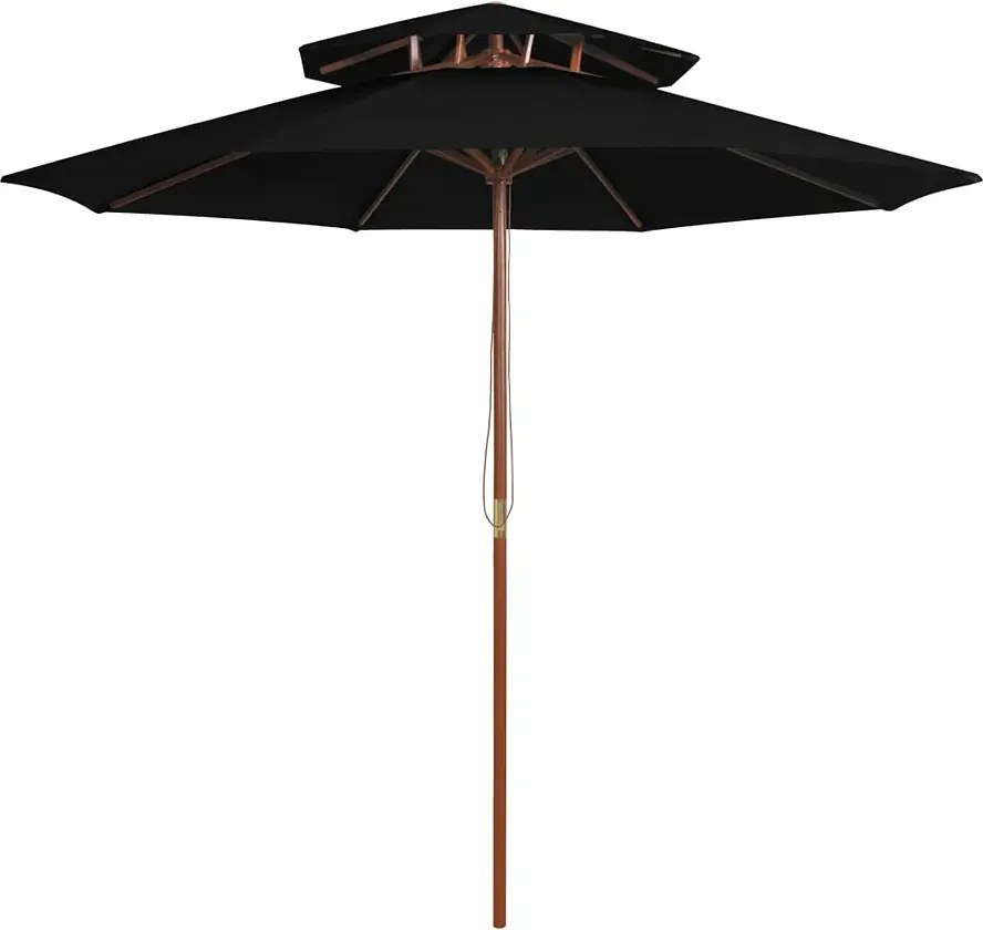 Czarny parasol ogrodowy z podwójnym daszkiem L1-D67