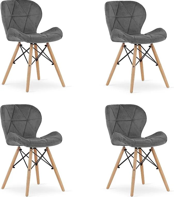 Krzesło Valora WAKO Velvet w kolorze szarym, nowoczesny design do salonu x4