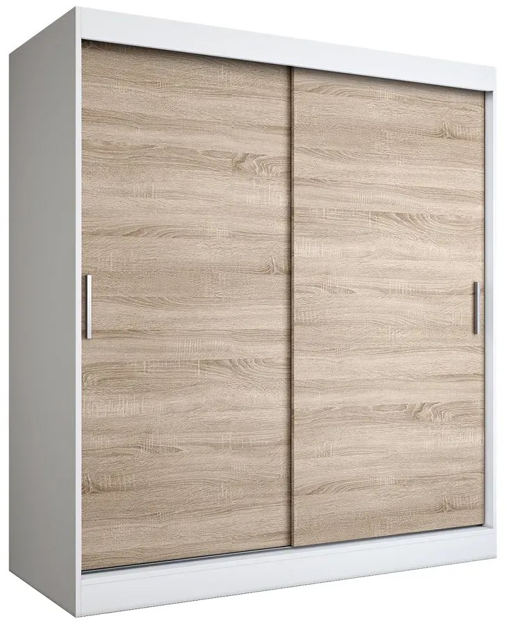 Szafa przesuwna 180 cm biel + dąb sonoma E7-P43