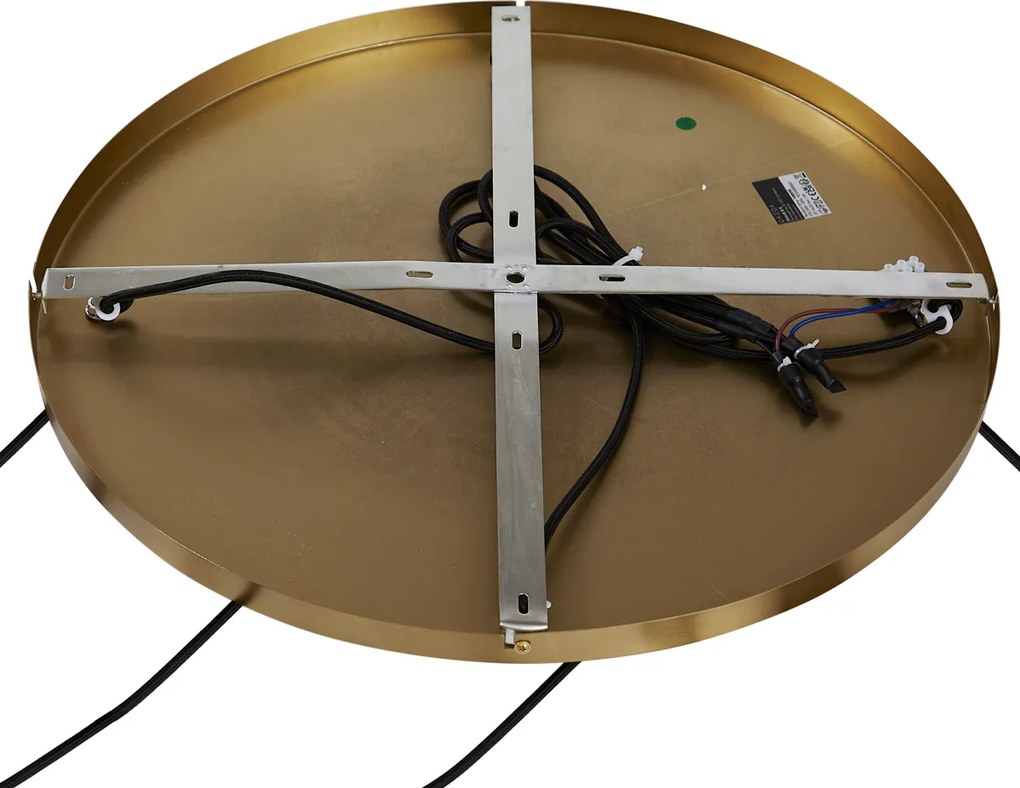 Lampa wisząca brązowa z dymionym bursztynowym i zielonym szkłem okrągła 4-punktowa - Bao