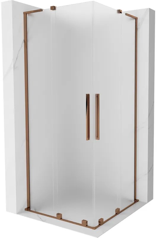 Mexen Velar L Duo kabina prysznicowa rozsuwana 90 x 90 cm, szron, różowe złoto - 871-090-090-02-33-60
