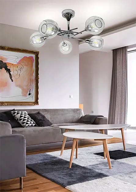Chromowana nowoczesna lampa wisząca - 3X D278 D5-F70