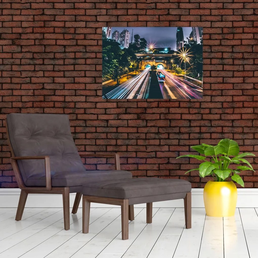 Obraz na szkle miasta nocą (70x50 cm)