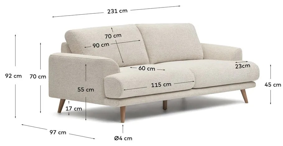 Beżowa sofa 231 cm Karin − Kave Home