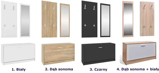 Komplet mebli do przedpokoju dąb sonoma + biały D8-D48