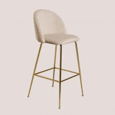 Zestaw 2 Wysokich Stołków Z Aksamitu Kana Design Złoto & Pszenica Brązowa & ↑75 Cm - Sklum