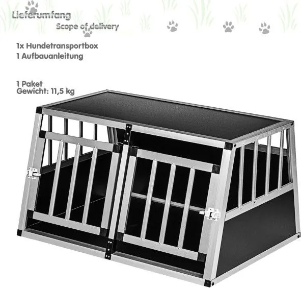 Aluminiowa skrzynia transportowa dla psów dwudrzwiowa tylna