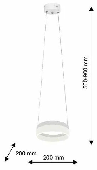 LAMPA WISZĄCA RING 12W LED, okrągły, biały, pojedynczy, jedna lampa