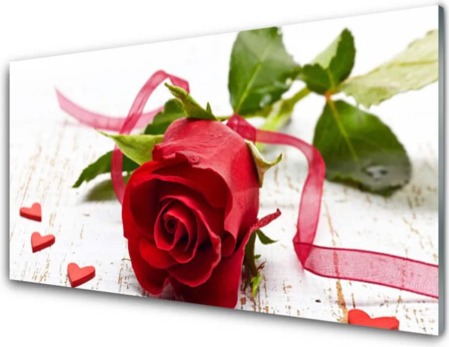 Panel Szklany Pączek Róży w Porannej Rosie