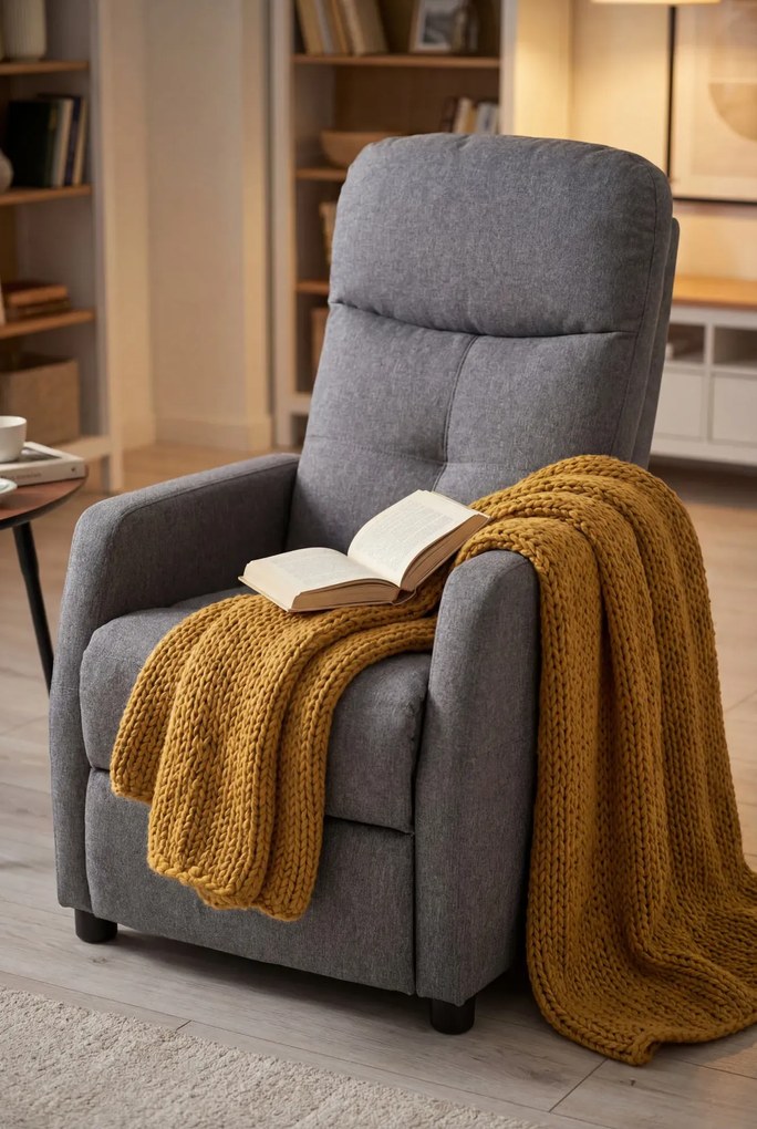 Popielaty rozkładany fotel wypoczynkowy C5-E08