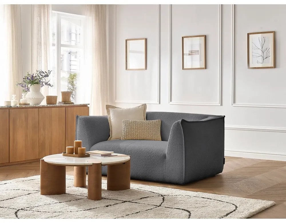 Ciemnoszara sofa z materiału bouclé 170 cm Giorgia – Bobochic Paris