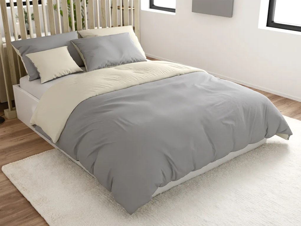 PrzytulneMieszkanie.pl PrzytulneMieszkanie.pl Bawełniana pościel MONOCHROMATIC kremowo-szara Rozmiar pościeli: 70 x 90 cm | 140 x 200 cm