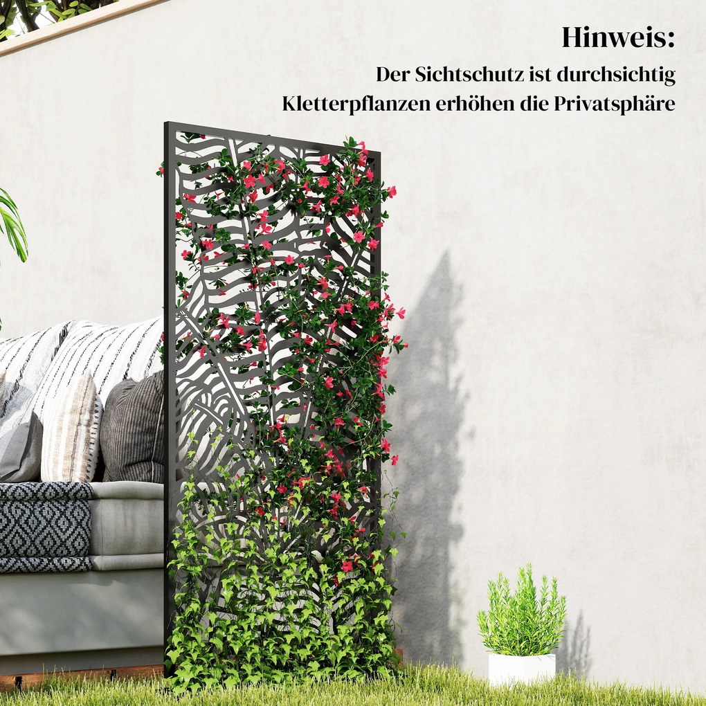 Outsunny Parawan 65 x 130 cm Wolnostojący Wiszący, Dekoracyjna Osłona z Metalu, Czarny | Aosom PL