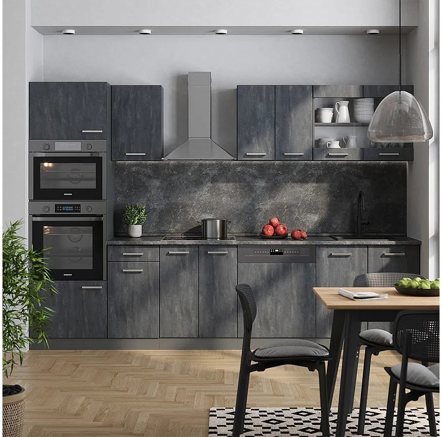 Aneks kuchenny czarny beton/antracyt 300x60x81.6 r-line