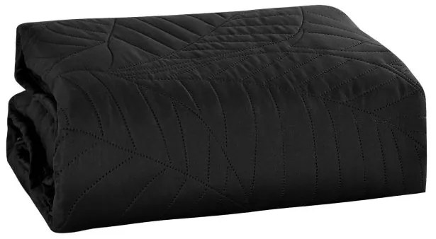 Czarna narzuta na łóżko LEAVES Rozmiar: 200 x 220 cm