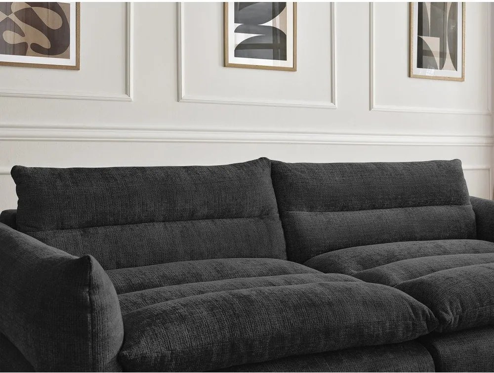 Czarna sofa z tkaniny szenilowej 276 cm Neil – Bobochic Paris